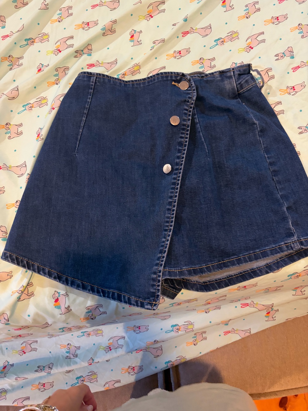 Dark Blue Denim Skirt with Snap Buttons